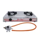 2 Burner Stainless Steel Gas Stove with Cast Iron Burners