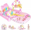 Baby Play Mat Gym with Piano Keys & 5 Pendants, Pink