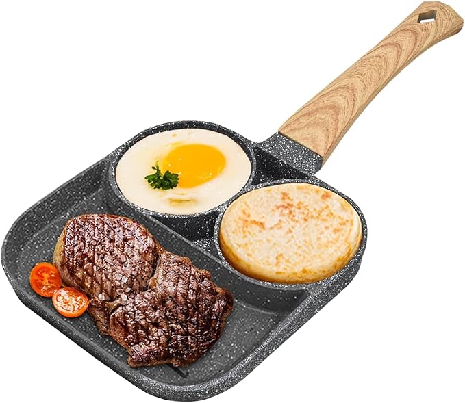 3-in-1 Divided Nonstick Frying Pan, Aluminium