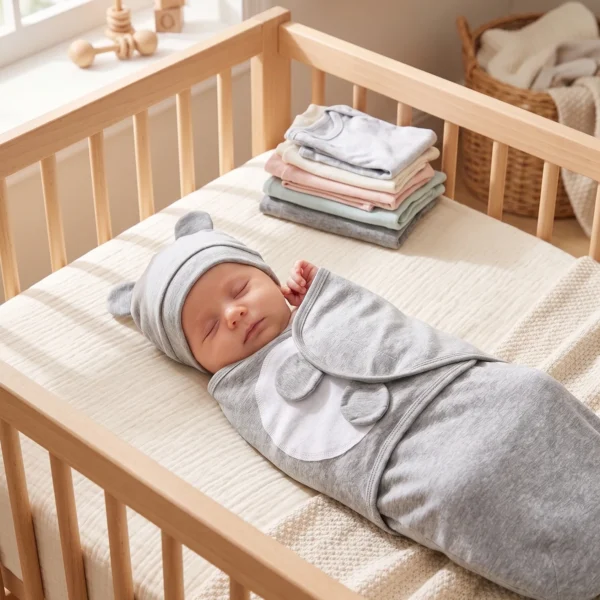 Grey Summer Cotton Baby Swaddling Blanket