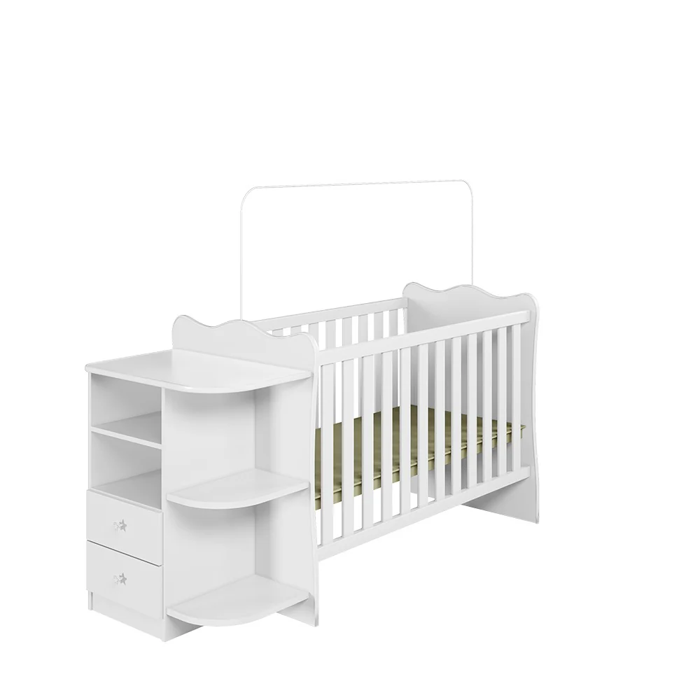 White Baby Crib and Dresser Combo
