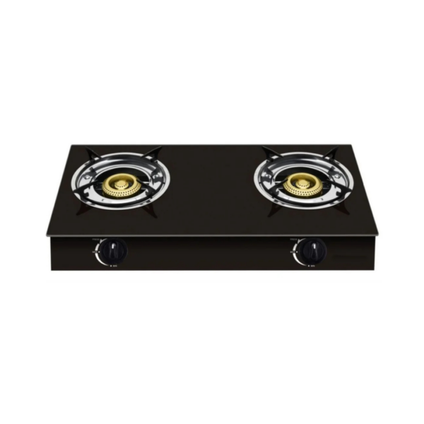 Double Burner Glass Gas Stove, Black