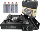 Portable Single Plate Gas Stove with 4 Gas Canisters