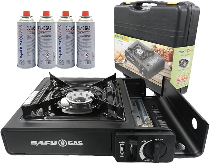 Portable Single Plate Gas Stove with 4 Gas Canisters